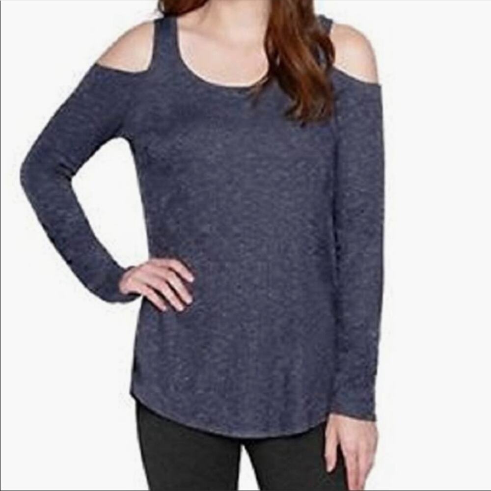 Matty M blouse women's M cold shoulder scoop neck tunic top stretch gray